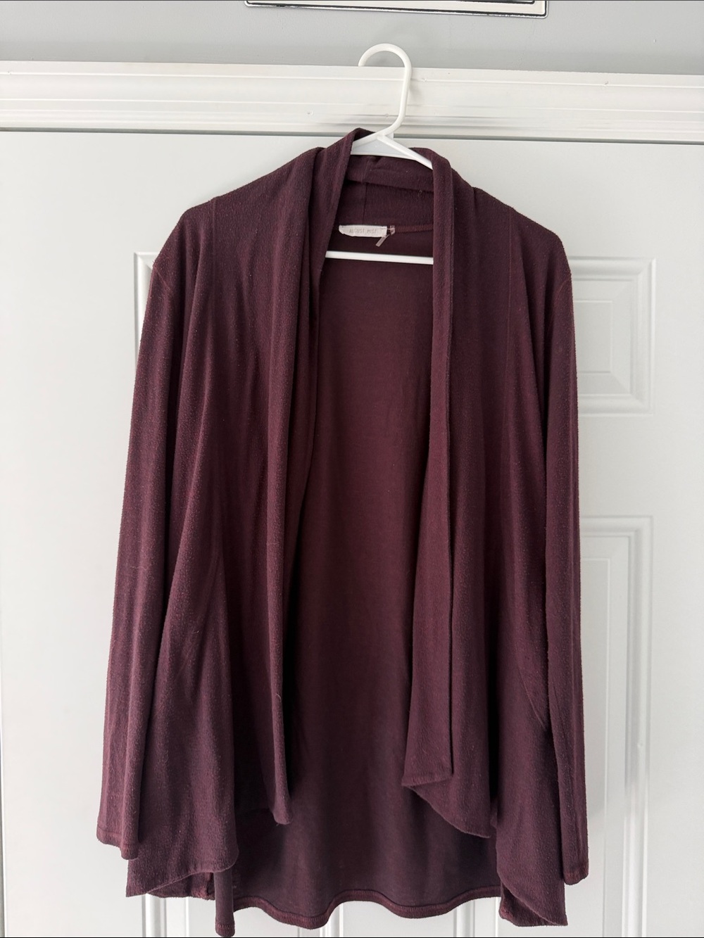Open-Front Draped Cardigan Sweater - Plum